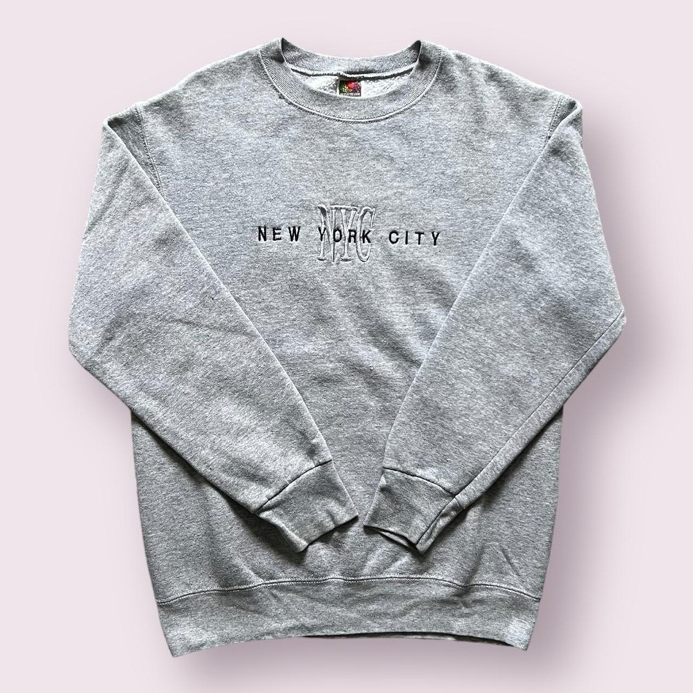 Vintage Fruit of The Loom New York City Pullover Crewneck Sweatshirt - Gray